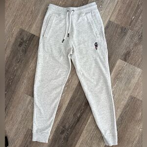 GOAT USA Sweatpants Small Gray Joggers Fleece Drawstring Logo Patch Zip Pockets